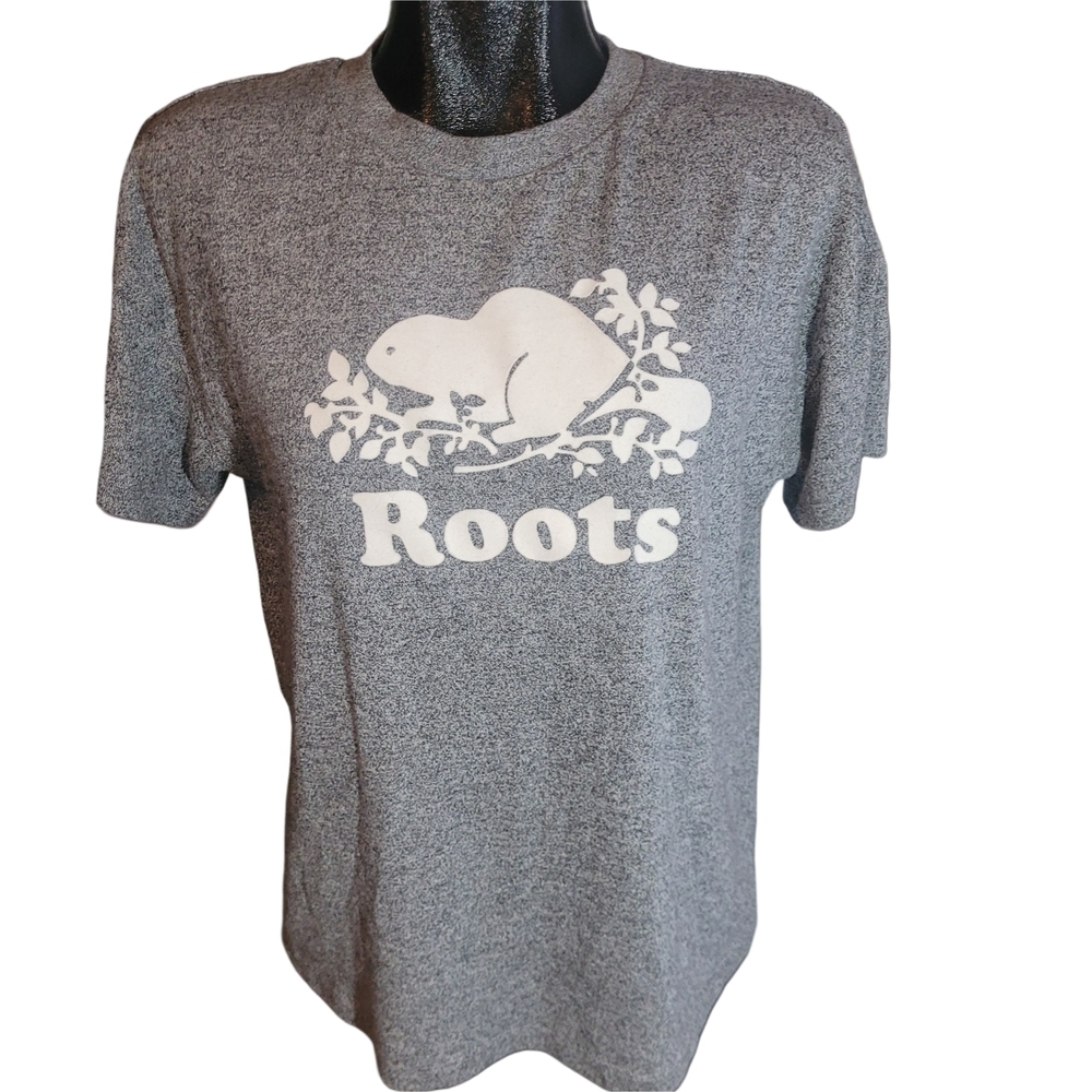 Roots Heathered Gray Logo T-Shirt S